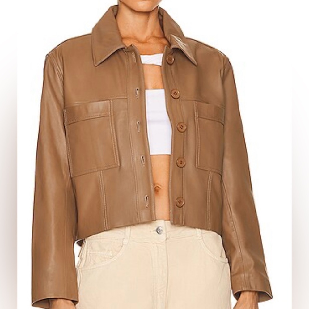 NOUR HAMMOUR Saskia Lambskin Leather Jacket